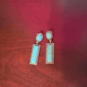 Faux Turquoise Drop Earrings